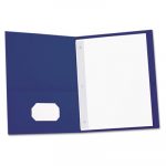 Two-Pocket Portfolios with Tang Fasteners, 11 x 8 1/2, Dark Blue, 25/Box