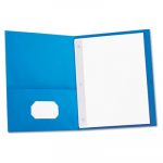 Two-Pocket Portfolios with Tang Fasteners, 11 x 8 1/2, Light Blue, 25/Box