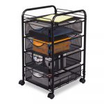 Onyx Mesh Mobile File With Four Supply Drawers, 15-3/4w x 17d x 27h, Black