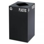 Public Square Plastic-Recycling Container, Square, Steel, 25gal, Black