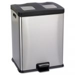 Right-Size Recycling Station, Rectangular, Steel/Plastic, 15gal, Stainless/Blk