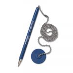 Secure-A-Pen Antimicrobial Ballpoint Counter Pen w/Round Base, 1mm, Blue Ink/Barrel