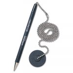 Secure-A-Pen Antimicrobial Ballpoint Counter Pen w/Round Base, 1mm, Black Ink/Barrel
