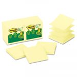 Recycled Pop-up Notes, 3 x 3, Canary Yellow, 100-Sheet, 12/Pack