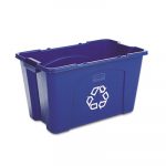 Stacking Recycle Bin, Rectangular, Polyethylene, 18gal, Blue