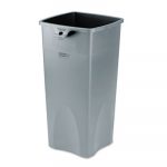 Untouchable Square Waste Receptacle, Plastic, 23gal, Gray