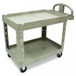 Heavy-Duty Utility Cart, Two-Shelf, 25 9/10w x 45 1/5d x 32 1/5h, Beige