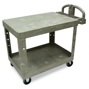 Flat Shelf Utility Cart, Two-Shelf, 25-1/4w x 44d x 38-1/8h, Beige