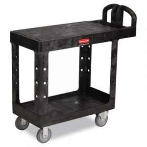 Flat Shelf Utility Cart, Two-Shelf, 19-3/16w x 37-7/8d x 33-1/3h, Black
