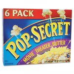 Microwave Popcorn, Movie Theater Butter, 3.2oz Bags, 6/Box