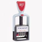 Two-Color Word Dater, 1 3/4 x 1, "Faxed," Self-Inking, Blue/Red