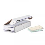 STOR/FILE Storage Box, Check, Flip-Top Lid, White/Blue, 12/Carton
