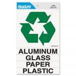 Self-Stick Recycled Combo Decal, Paper/Plastic/Glass/Aluminum, 5.25 x 6 - 0.88 x 6, White/Green, Kit