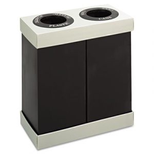 At-Your-Disposal Recycling Center, Polyethylene, Two 56gal Bins, Black