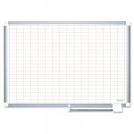 Gridded Magnetic Porcelain Planning Board, 1 x 2 Grid, 36 x 24, Aluminum Frame