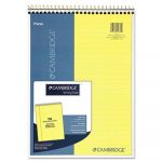 Stiff-Back Wire Bound Notebook, 1 Subject, Wide/Legal Rule, Canary/Blue Cover, 8.5 x 11.5, 70 Pages