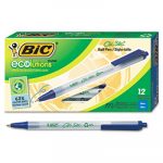 Ecolutions Clic Stic Retractable Ballpoint Pen, 1mm, Blue Ink, Clear Barrel, Dozen