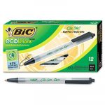 Ecolutions Clic Stic Retractable Ballpoint Pen, 1mm, Black Ink, Clear Barrel, Dozen