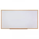 Dry-Erase Board, Melamine, 96 x 48, White, Oak-Finished Frame