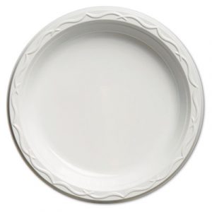Aristocrat Plastic Plates, 9 Inches, White, Round, 125/Pack
