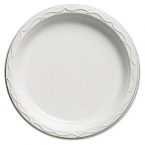Aristocrat Plastic Plates, 10 1/4 Inches, White, Round, 125/Pack