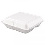 Carryout Food Container, Foam, 3-Comp, White, 8 x 7 1/2 x 2 3/10, 200/Carton