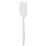 Medium-Weight Cutlery, Fork, White, 1000/Carton