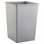 Untouchable Square Waste Receptacle, Plastic, 35gal, Gray