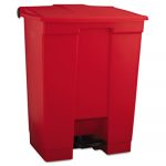 Indoor Utility Step-On Waste Container, Rectangular, Plastic, 18gal, Red