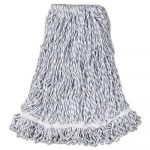 Web Foot Finish Mop, Cotton/Synthetic, White, Large, 1" White Headband, 6/Carton