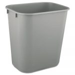Deskside Plastic Wastebasket, Rectangular, 3 1/2 gal, Gray