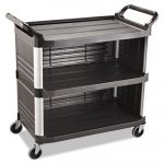 Xtra Utility Cart, 300-lb Cap, Three-Shelf, 20w x 40-5/8d x 37-4/5h, Black