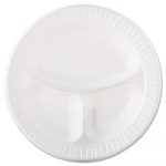 Laminated Foam Dinnerware, Plate, 3-Comp, 10 1/4", White, 125/Pk, 4 Pks/Ctn