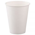 Single-Sided Poly Paper Hot Cups, 8oz, White, 50/Bag, 20 Bags/Carton