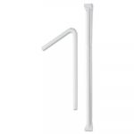 Wrapped Super-Jumbo Flexible Straws, 7 5/8", White, 10000/Carton