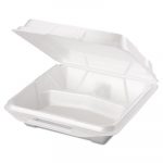 Foam Food Containers, 3-Comp, 9 1/4 x 9 1/4 x 3, White, 100/Bag, 2 Bags/Carton