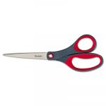 Precision Scissors, Pointed, 8" Length, 3 1/8" Cut, Gray/Red