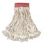 Web Foot Wet Mop, Cotton/Synthetic, White, Large, 5" Red Headband, 6/Carton