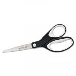 Straight KleenEarth Soft Handle Scissors, 8" Long, Black/Gray