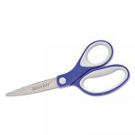 Straight KleenEarth Soft Handle Scissors, 7" Long, Blue/Gray