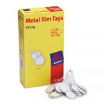 Heavyweight Stock Metal Rim Tags,  1 1/4 dia, White, 500/Box