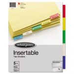 Insertable Tab Dividers, 3-Hold Punched, 5-Tab, 11 x 8.5, Buff, 1 Set