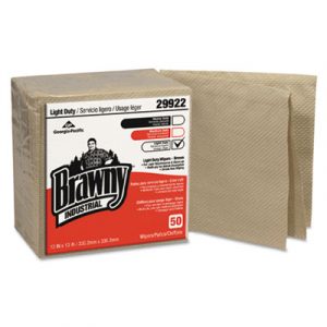 Brawny Industrial 3-Ply Paper Wipers, Quarterfold, 13x13, Brown, 50/PK, 12/CT