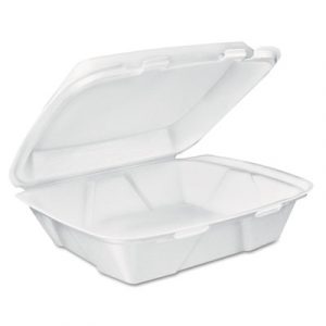 Carryout Food Containers, White, Foam, 7 4/5 x 8 1/2 x 2 1/2, 200/Carton