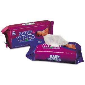 Baby Wipes Refill Pack, Scented, White, 80/Pack, 12 Packs/Carton