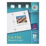 Lay Flat View Report Cover w/Flexible Fastener, Letter, 1/2" Cap, Clear/Blue