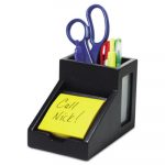 Midnight Black Collection Pencil Cup with Note Holder, 4 x 6 3/10 x 4 1/2, Wood