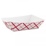 Paper Food Baskets, 3lb, Red/White, 500/Carton