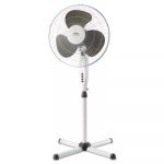 16" Three-Speed Oscillating Pedestal Fan, Three Speed, Metal/Plastic, White