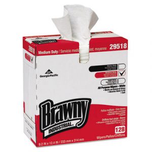 Brawny Ind. Airlaid Med-Duty Wipers, Cloth, 9 1/5 x 12 2/5, WE, 128/BX, 10 BX/CT